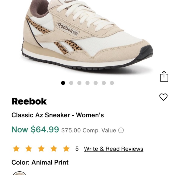 Reebok Shoes - Reebok Women's Sneakers in White, Beige & Animal Print